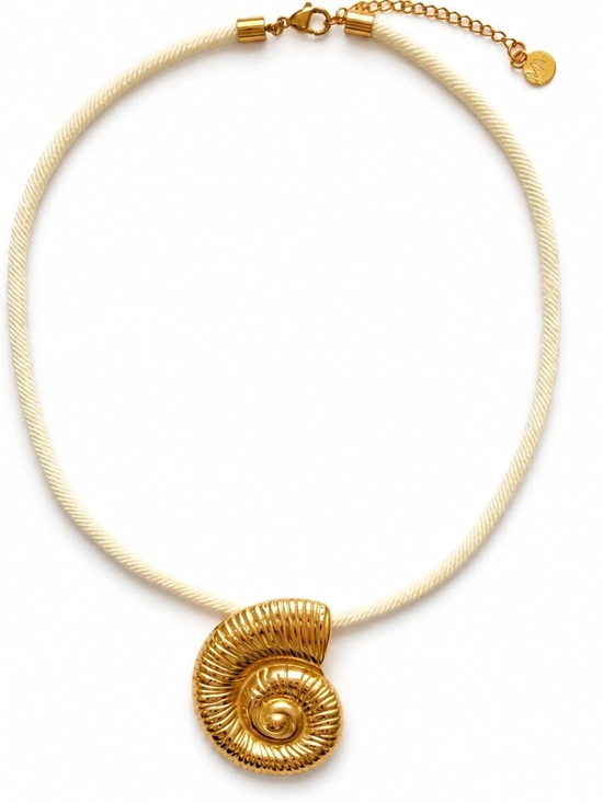 Mayamar Jewelry - New mayamar Gold Nautilus Pendant Necklace in Cream Cord